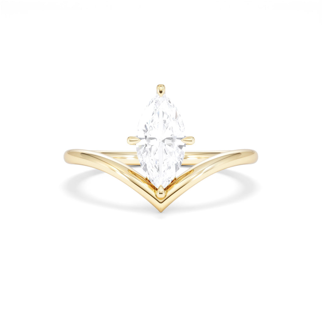 Vela 1.00ct Marquise Cut Lab Diamond Solitaire Engagement Ring in 18K Yellow Gold