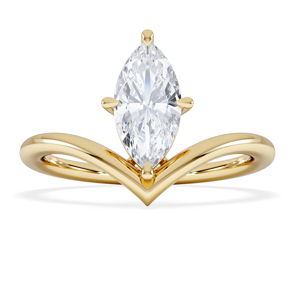 Vela 1.00ct Marquise Cut Lab Diamond Solitaire Engagement Ring in 18K Yellow Gold