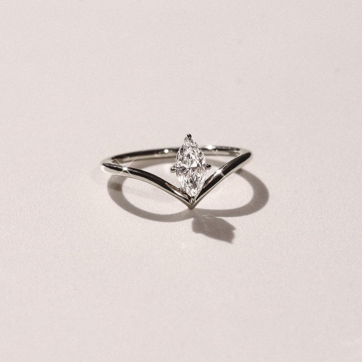 Vela 0.50ct Marquise Cut Lab Diamond Solitaire Engagement Ring in Platinum