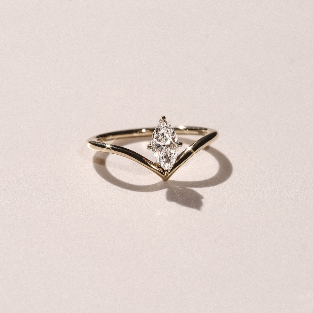 Vela 0.50ct Marquise Cut Lab Diamond Solitaire Engagement Ring in 18K Yellow Gold