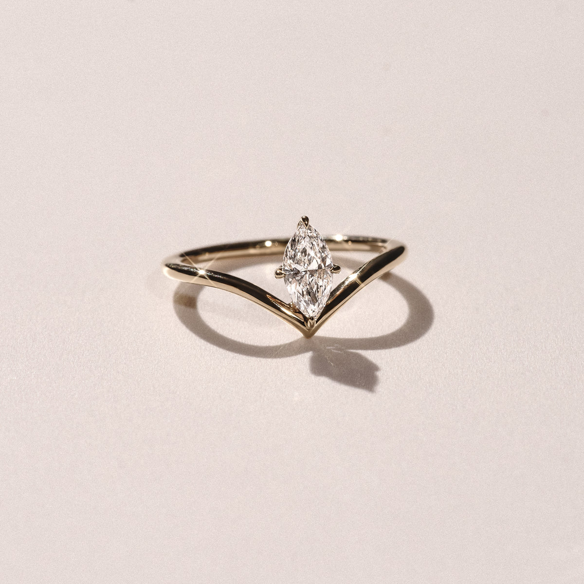 Vela 0.50ct Marquise Cut Lab Diamond Solitaire Engagement Ring in 18K Yellow Gold