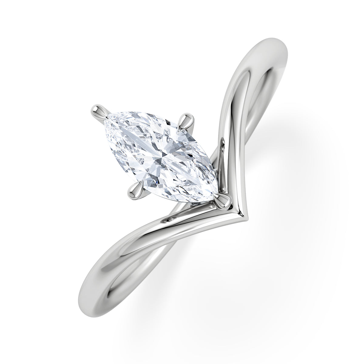 Vela 0.50ct Marquise Cut Lab Diamond Solitaire Engagement Ring in Platinum