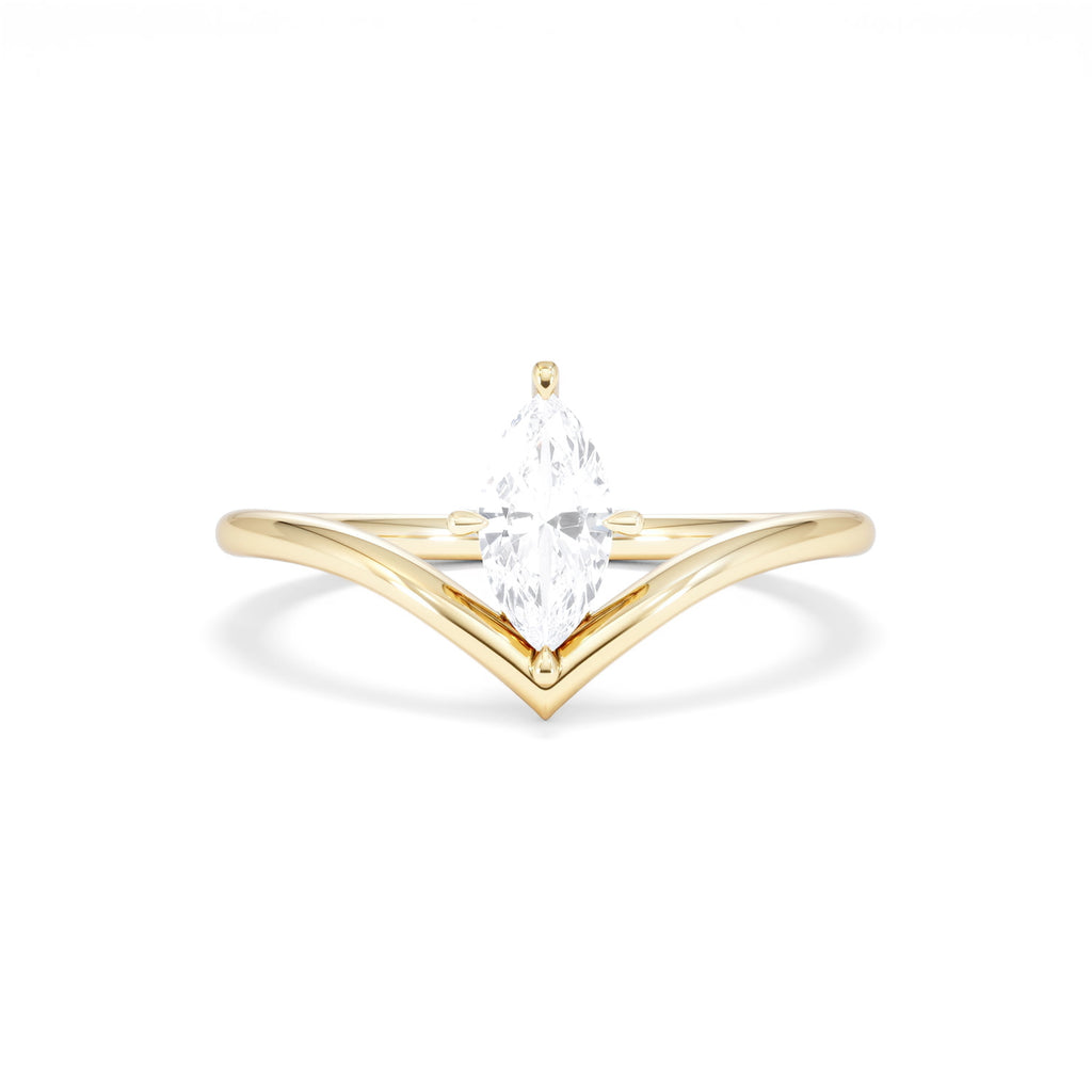 Vela 0.50ct Marquise Cut Lab Diamond Solitaire Engagement Ring in 18K Yellow Gold