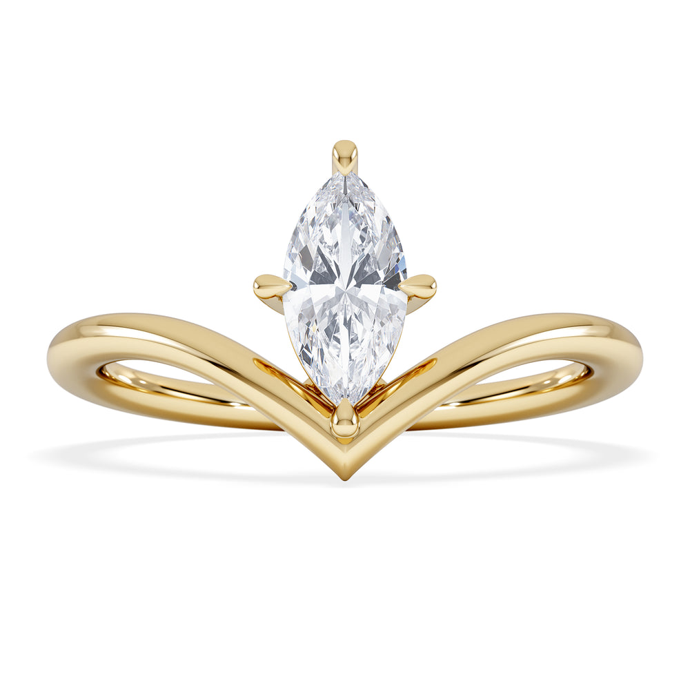 Vela 0.50ct Marquise Cut Lab Diamond Solitaire Engagement Ring in 18K Yellow Gold
