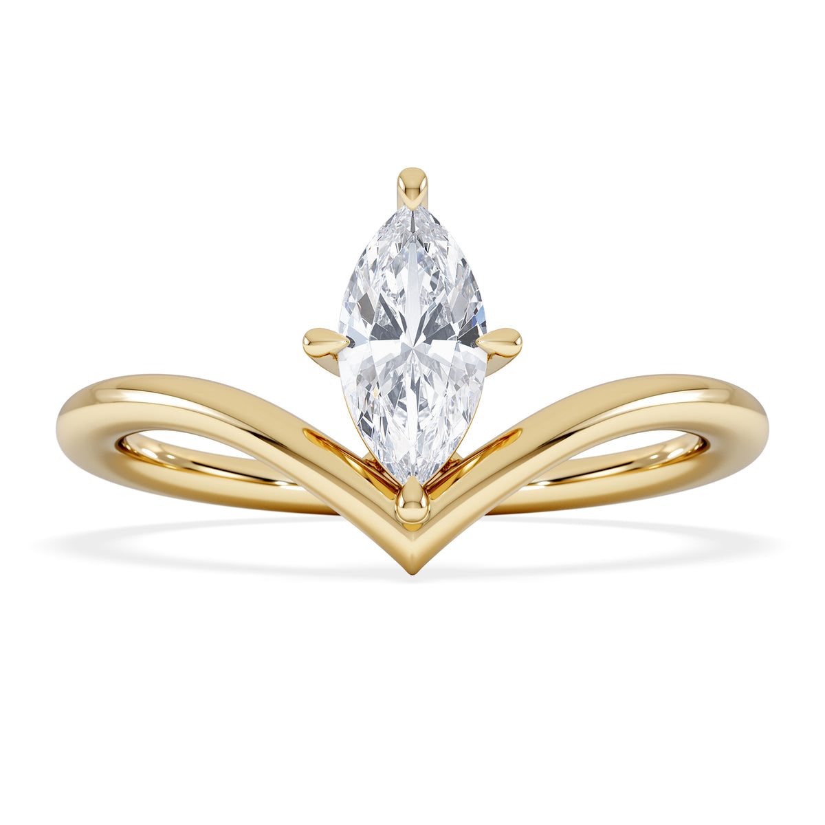 Vela 0.50ct Marquise Cut Lab Diamond Solitaire Engagement Ring in 18K Yellow Gold