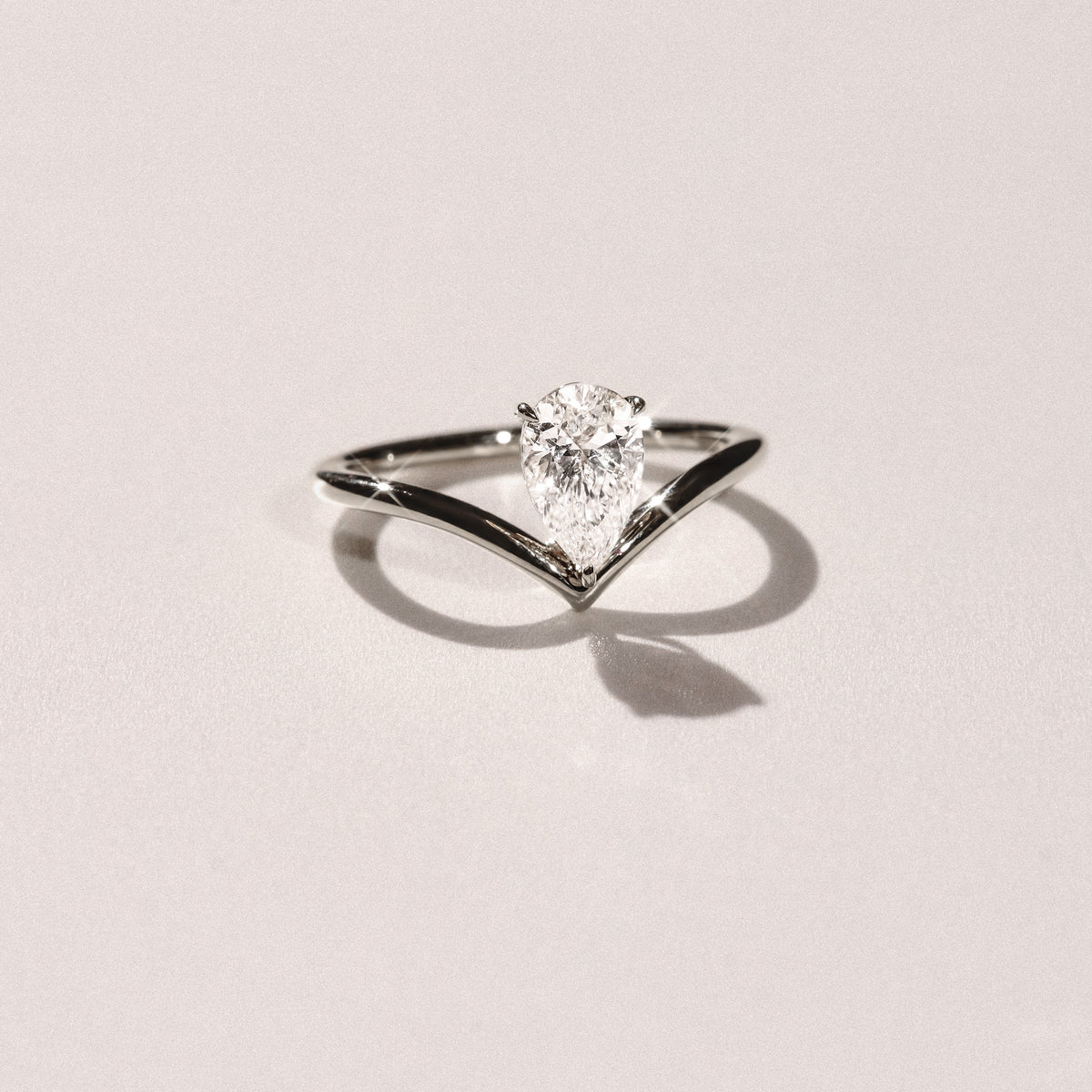 Vela 1.00ct Pear Cut Lab Diamond Solitaire Engagement Ring in Platinum