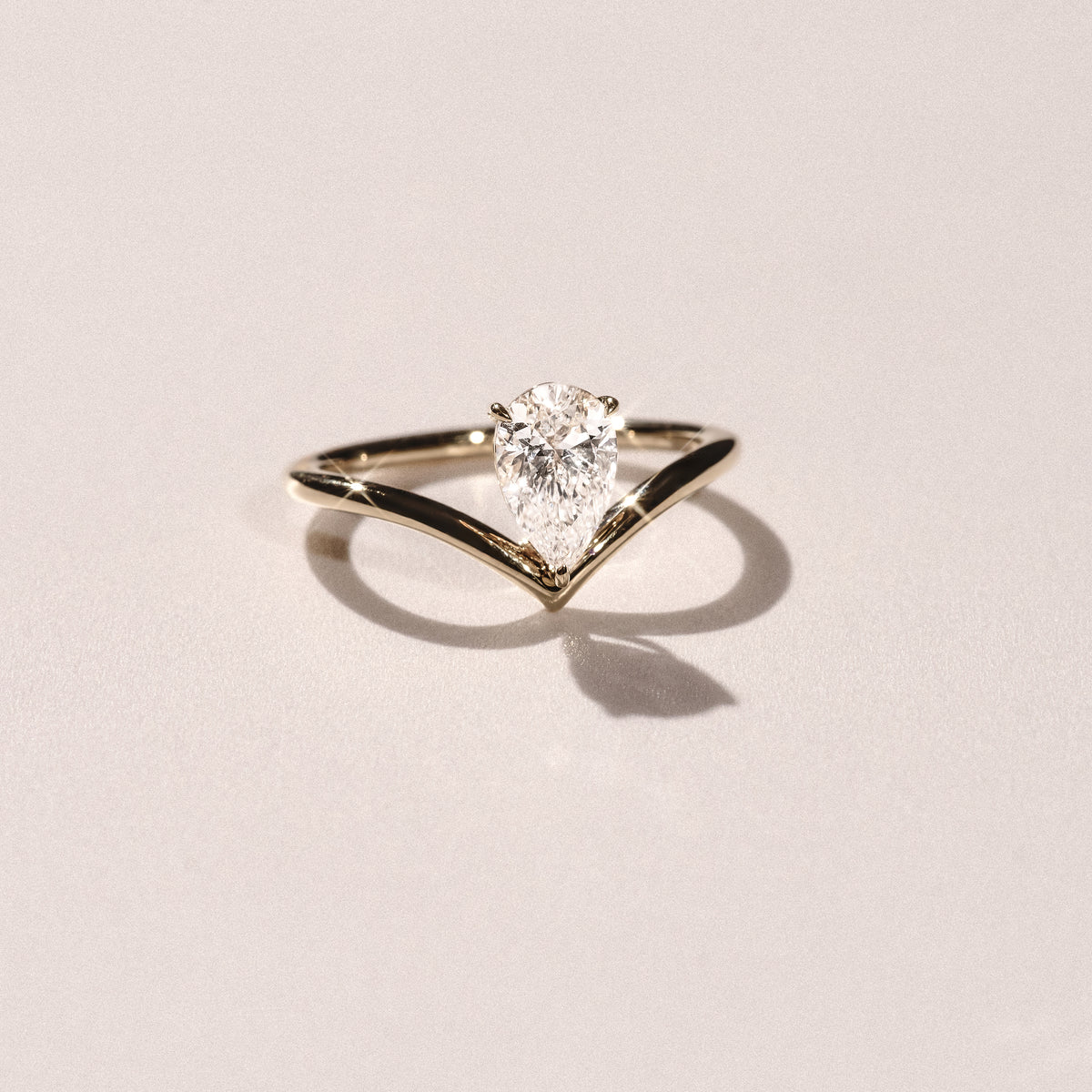 Vela 1.00ct Pear Cut Lab Diamond Solitaire Engagement Ring in 18K Yellow Gold
