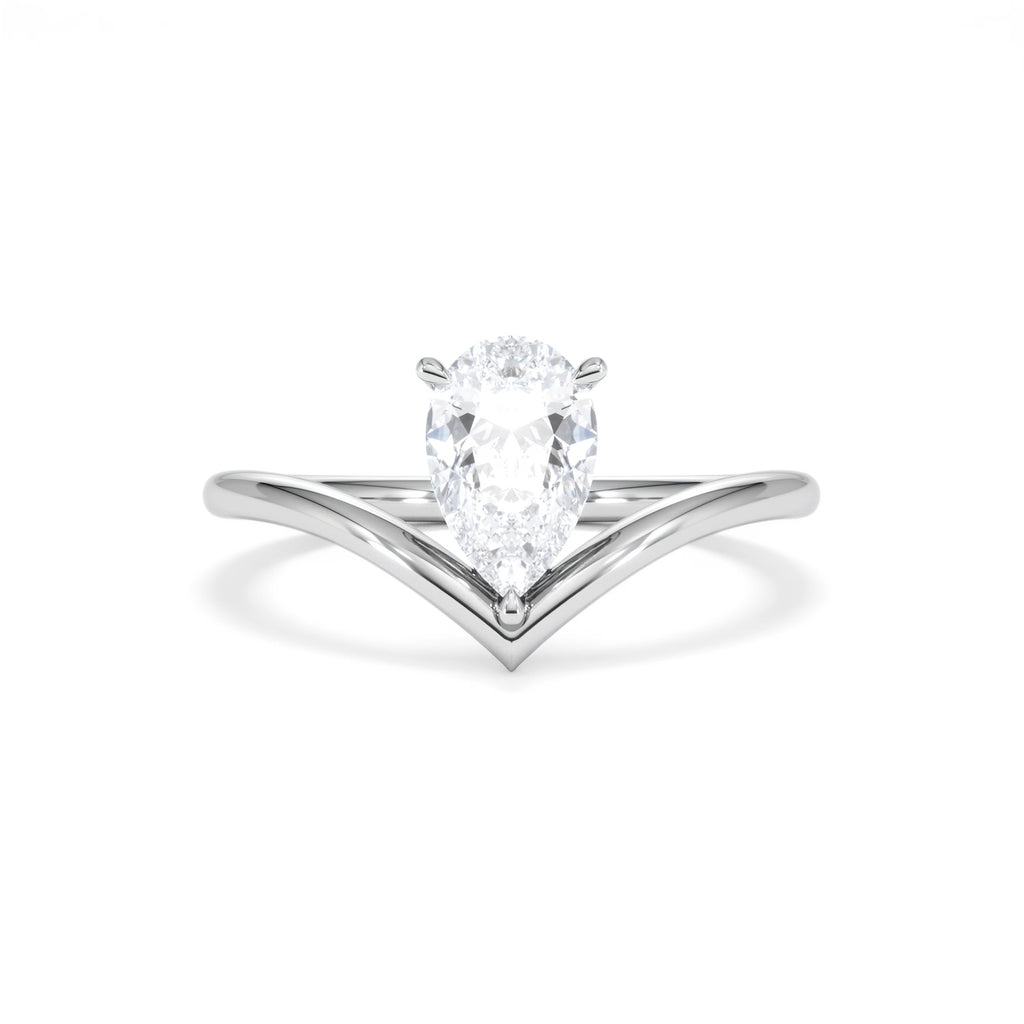 Vela 1.00ct Pear Cut Lab Diamond Solitaire Engagement Ring in Platinum