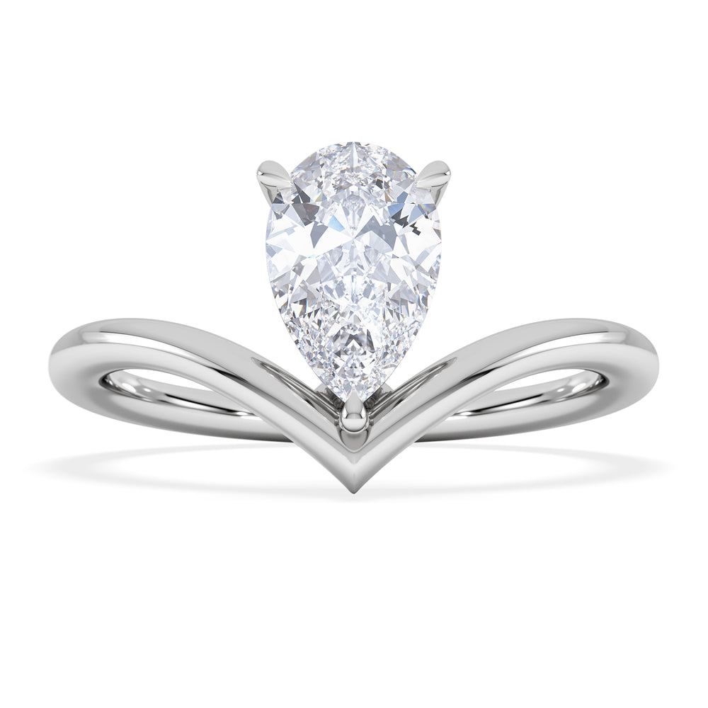 Vela 1.00ct Pear Cut Lab Diamond Solitaire Engagement Ring in Platinum