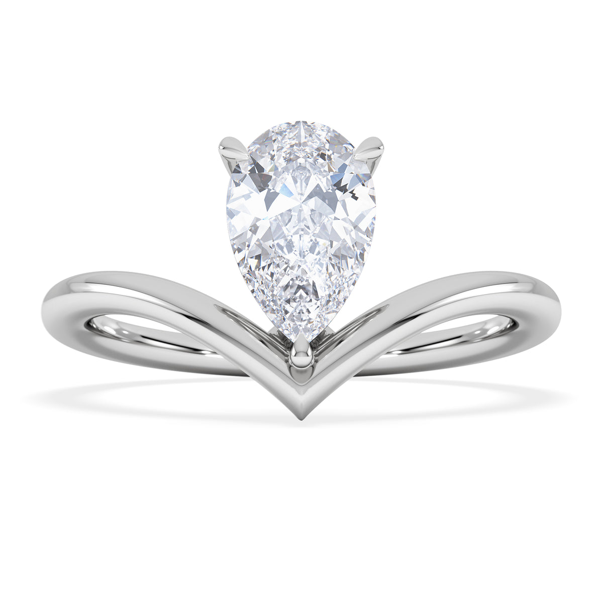 Vela 1.00ct Pear Cut Lab Diamond Solitaire Engagement Ring in Platinum