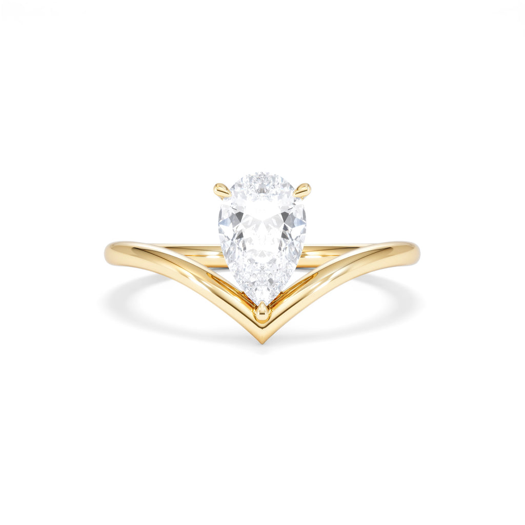Vela 1.00ct Pear Cut Lab Diamond Solitaire Engagement Ring in 18K Yellow Gold