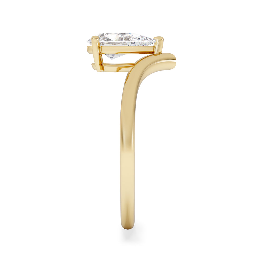 Vela 1.00ct Pear Cut Lab Diamond Solitaire Engagement Ring in 18K Yellow Gold