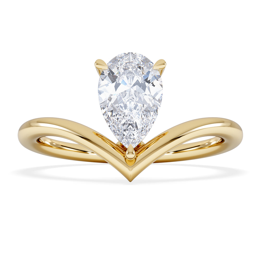 Vela 1.00ct Pear Cut Lab Diamond Solitaire Engagement Ring in 18K Yellow Gold