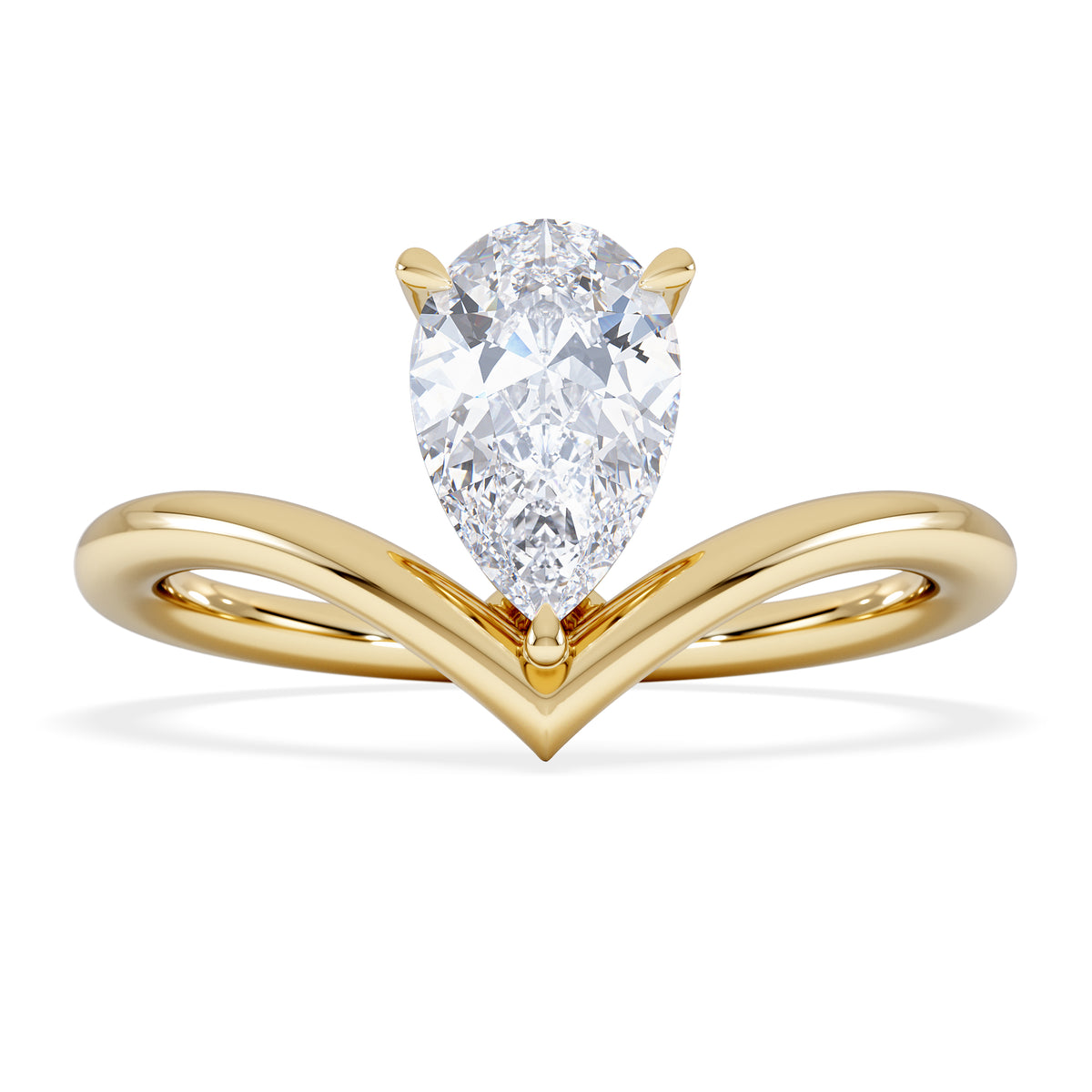 Vela 1.00ct Pear Cut Lab Diamond Solitaire Engagement Ring in 18K Yellow Gold