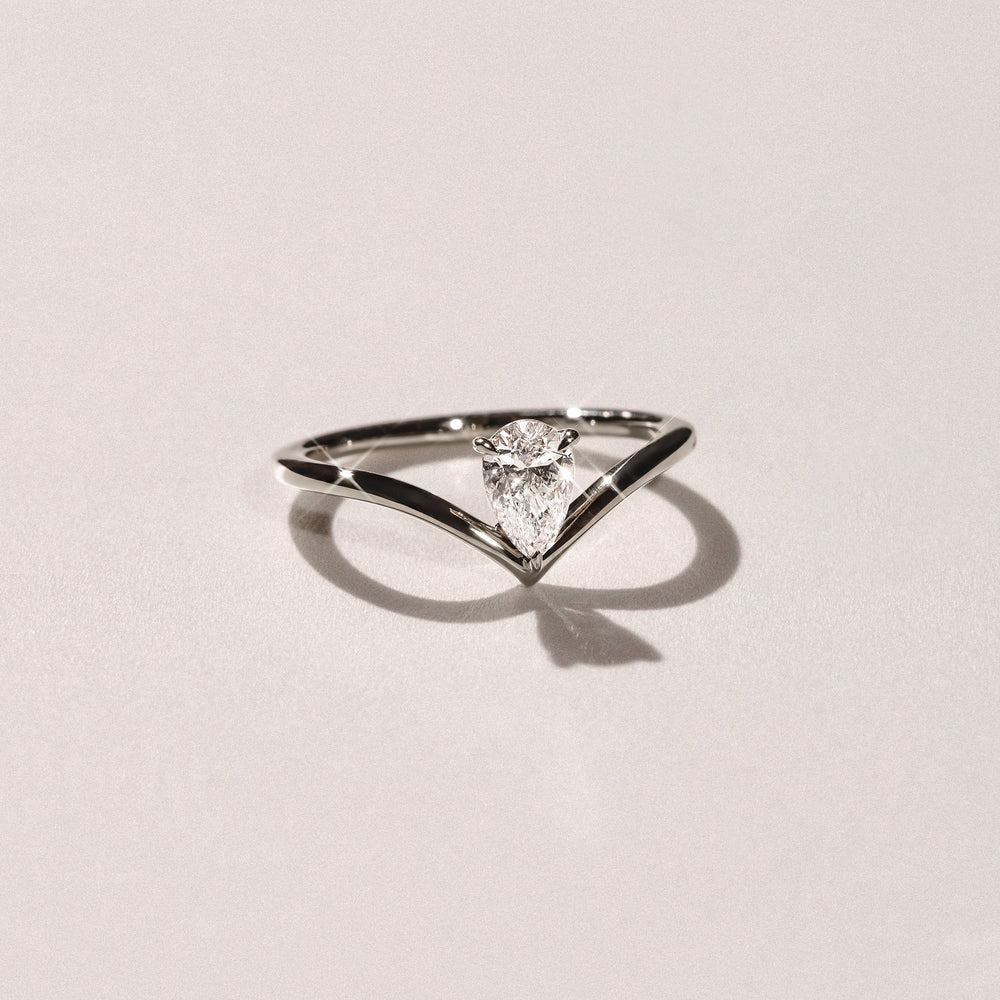 Vela 0.50ct Pear Cut Lab Diamond Solitaire Engagement Ring in Platinum