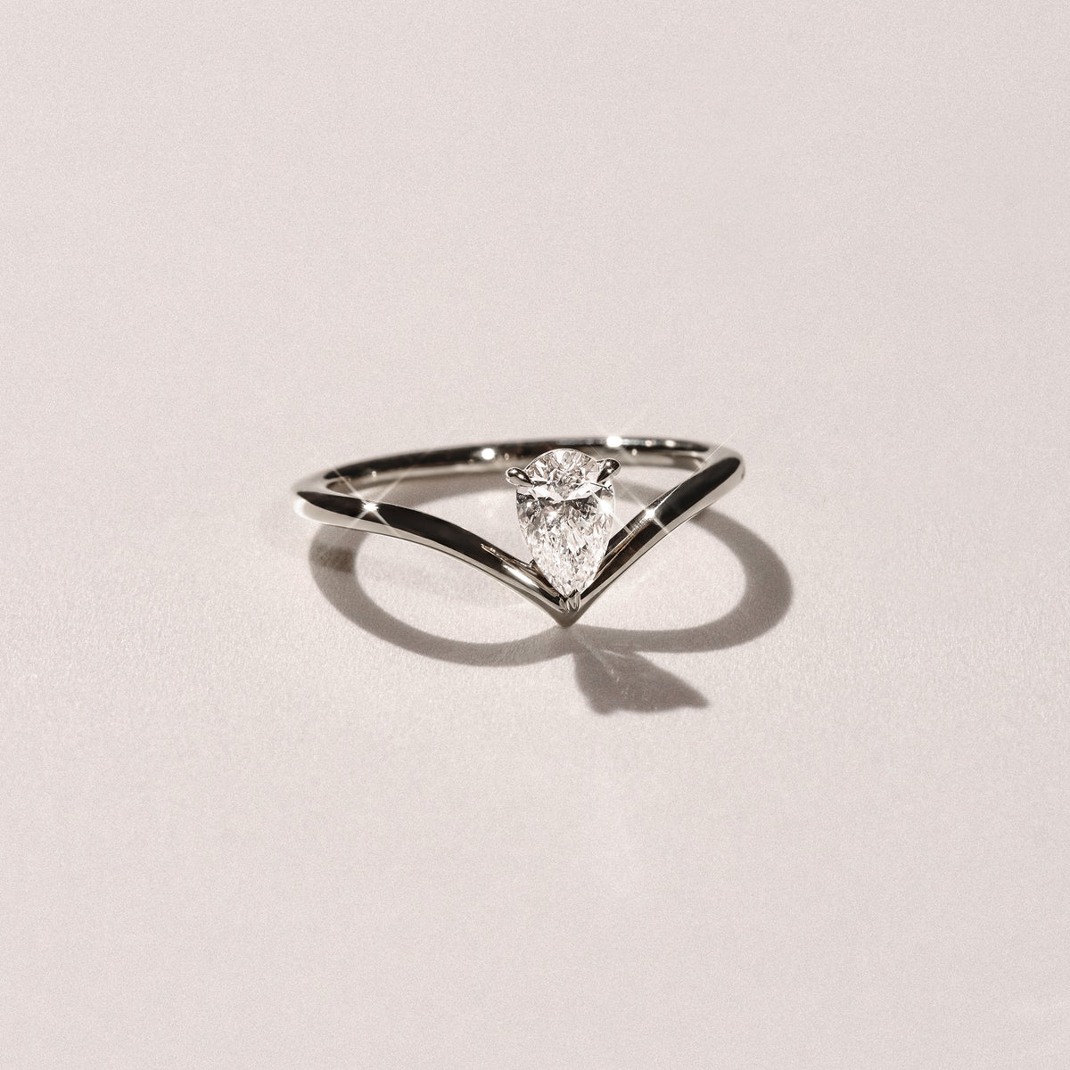 Vela 0.50ct Pear Cut Lab Diamond Solitaire Engagement Ring in Platinum