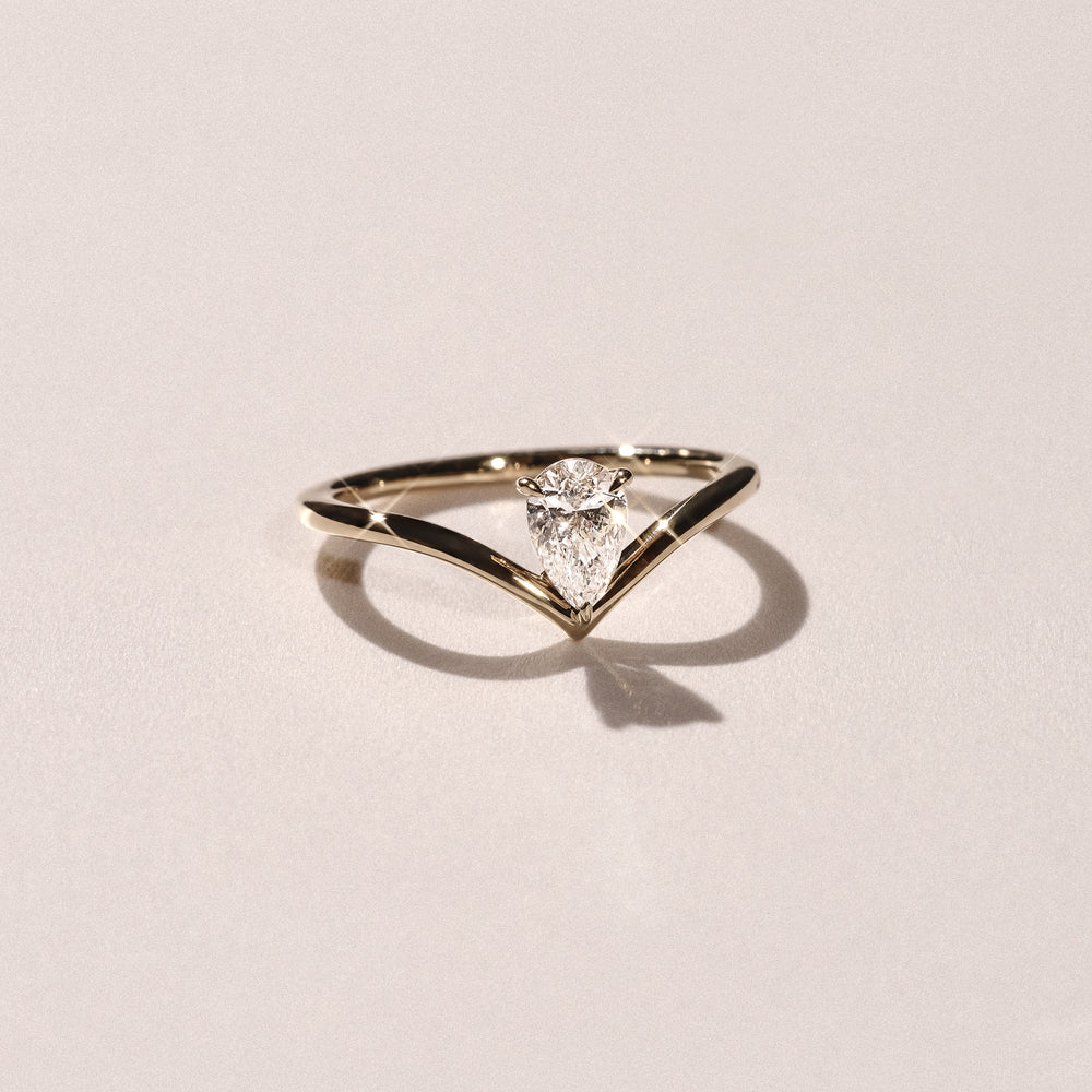 Vela 0.50ct Pear Cut Lab Diamond Solitaire Engagement Ring in 18K Yellow Gold