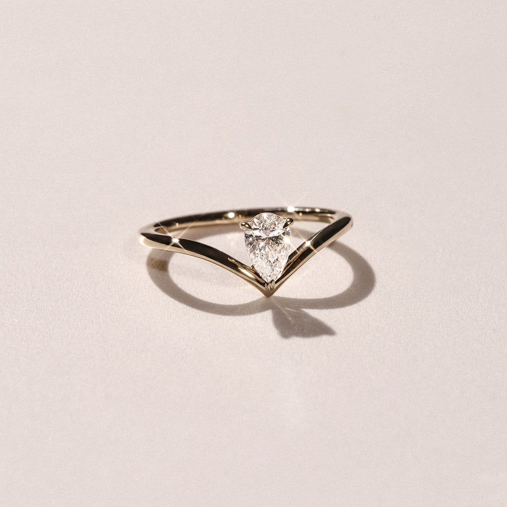 Vela 0.50ct Pear Cut Lab Diamond Solitaire Engagement Ring in 18K Yellow Gold