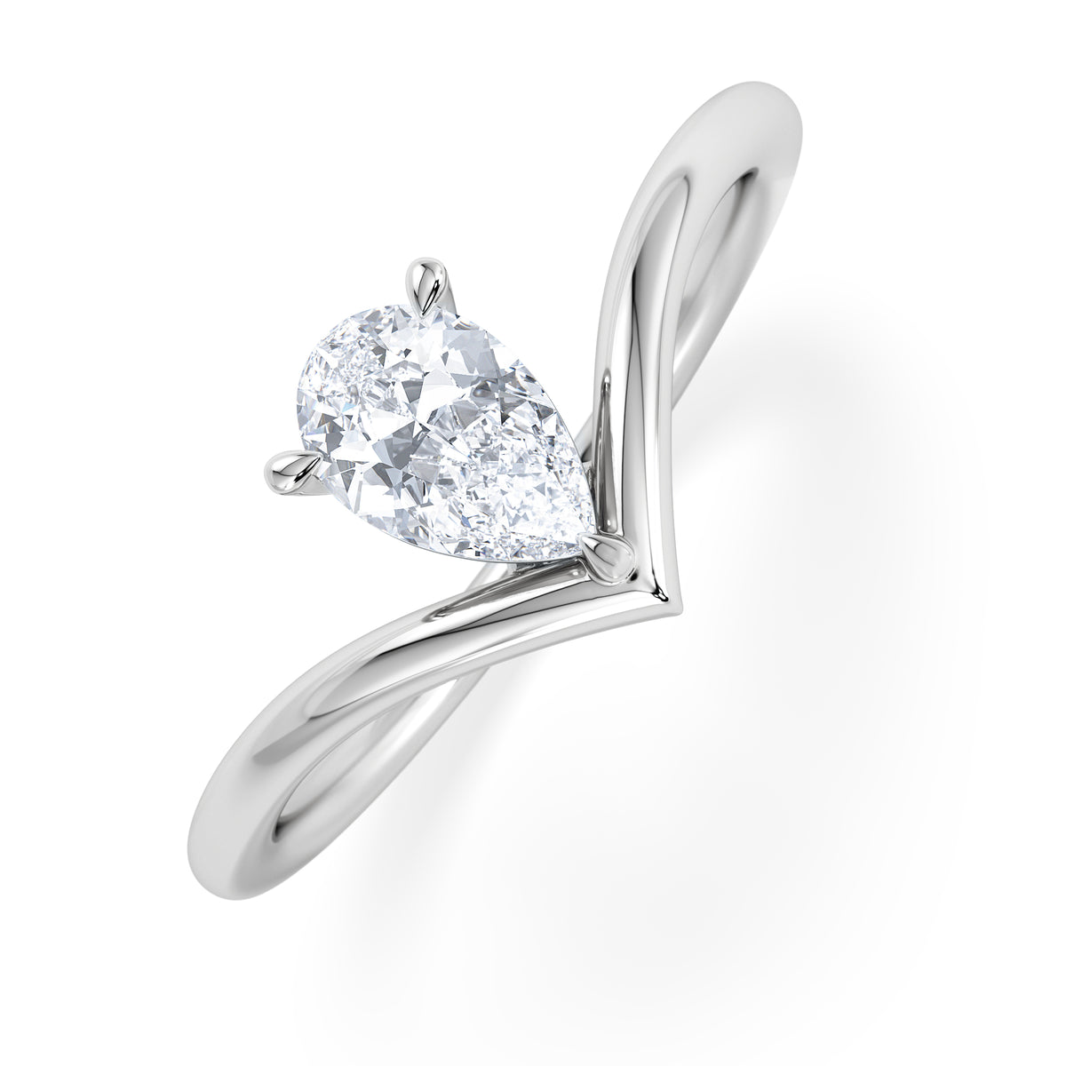 Vela 0.50ct Pear Cut Lab Diamond Solitaire Engagement Ring in Platinum
