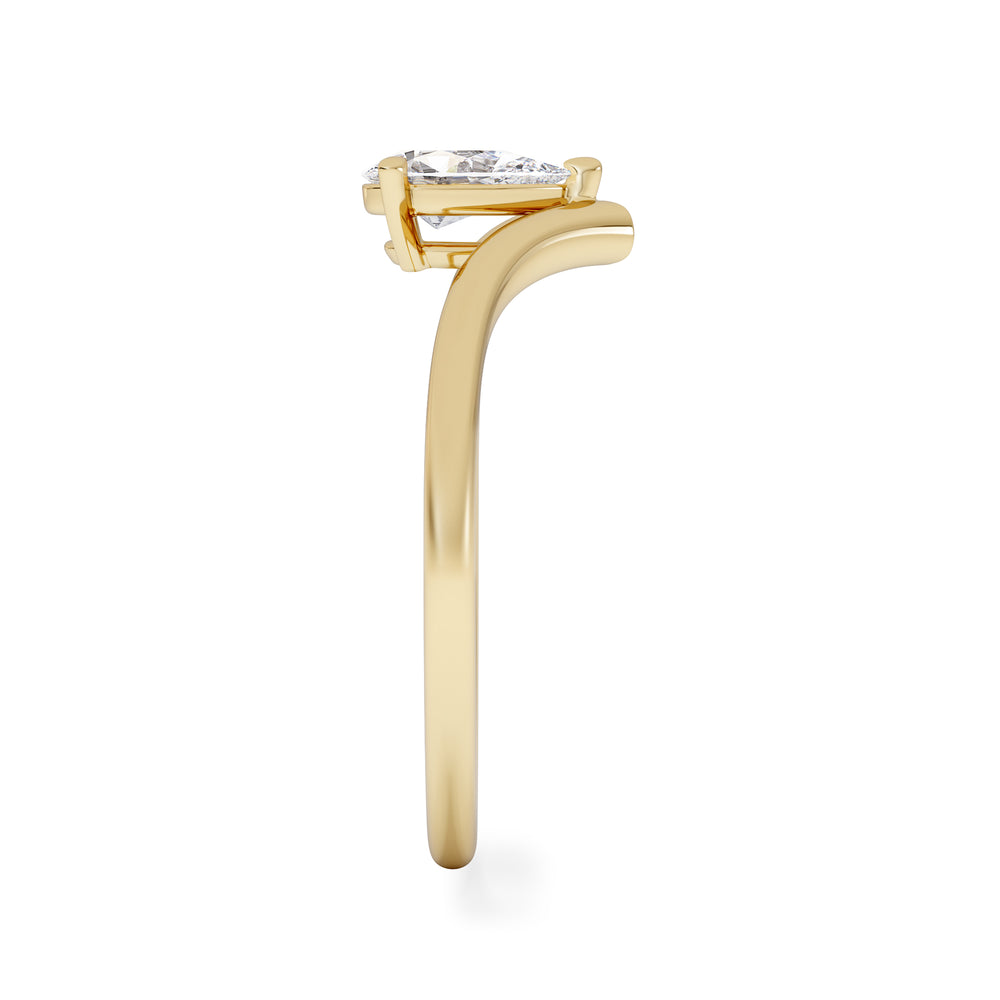 Vela 0.50ct Pear Cut Lab Diamond Solitaire Engagement Ring in 18K Yellow Gold