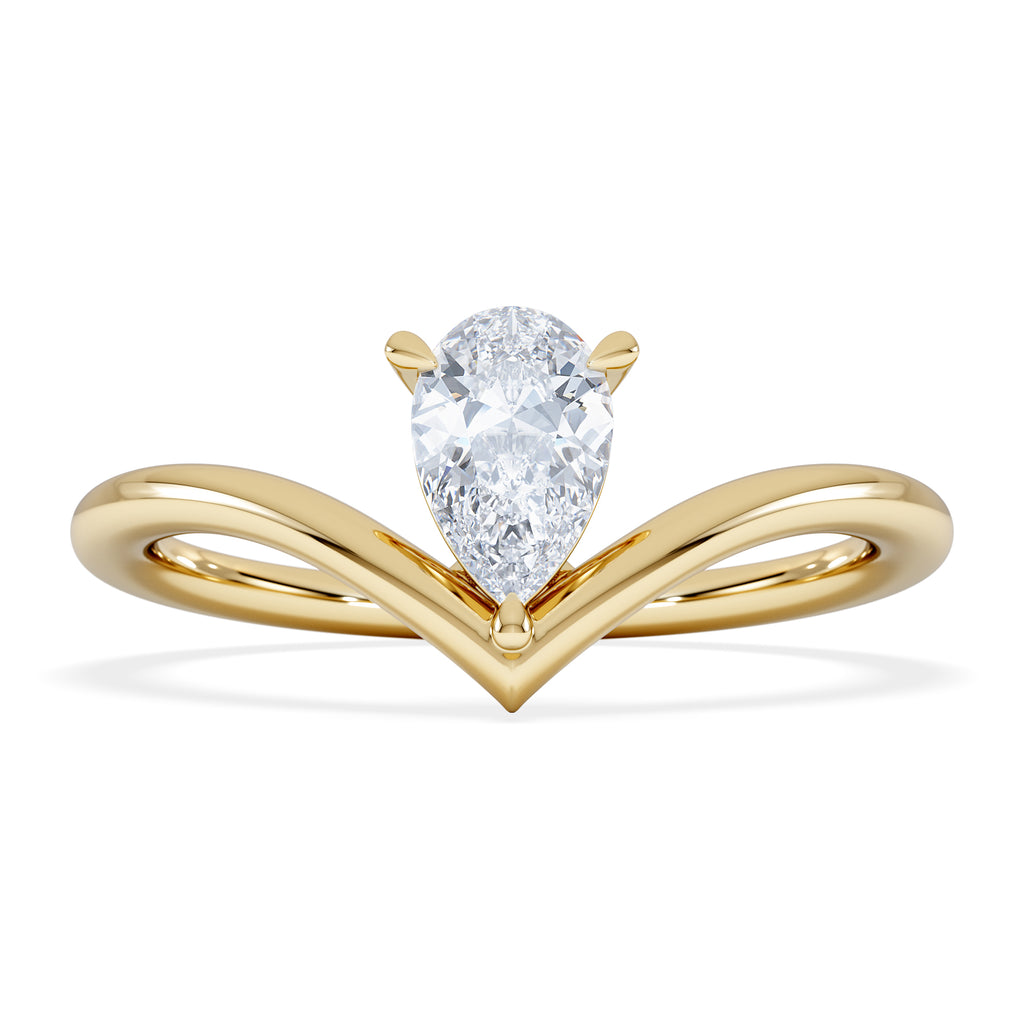 Vela 0.50ct Pear Cut Lab Diamond Solitaire Engagement Ring in 18K Yellow Gold