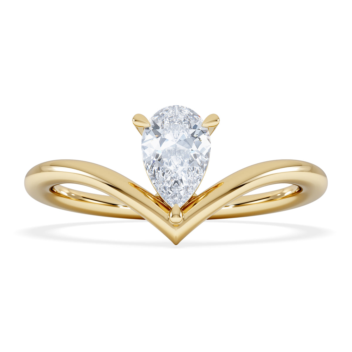 Vela 0.50ct Pear Cut Lab Diamond Solitaire Engagement Ring in 18K Yellow Gold