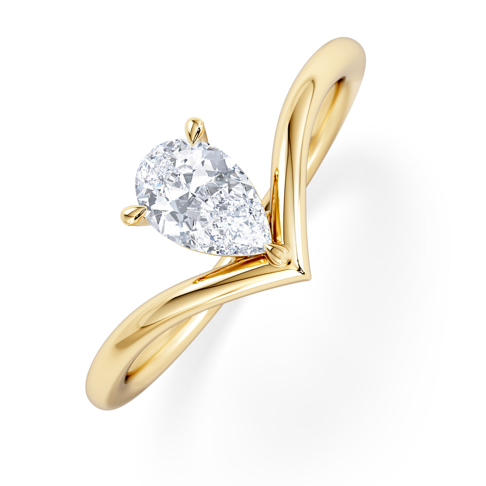 Vela 0.50ct Pear Cut Lab Diamond Solitaire Engagement Ring in 18K Yellow Gold