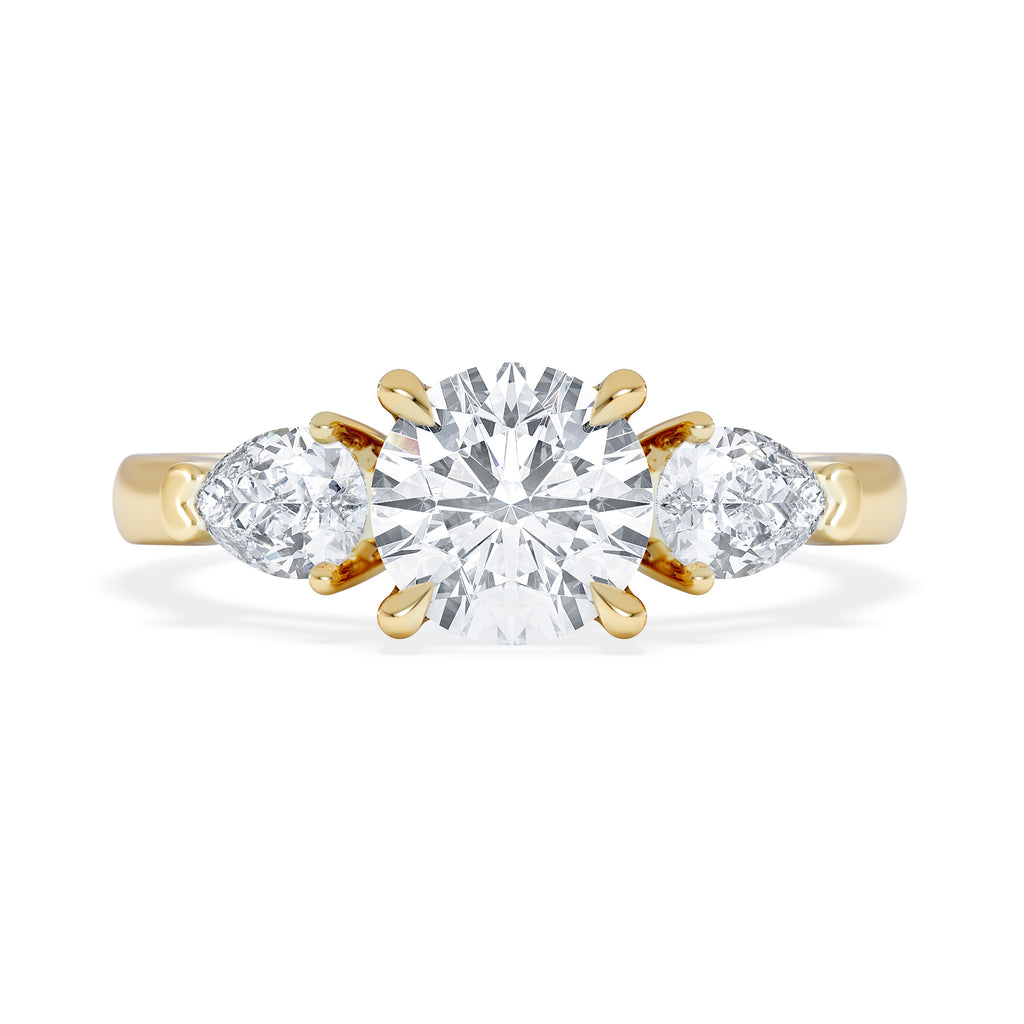 Adore 1.50ct Round Cut Lab Diamond 3 Stone Engagement Ring in 18K Yellow Gold