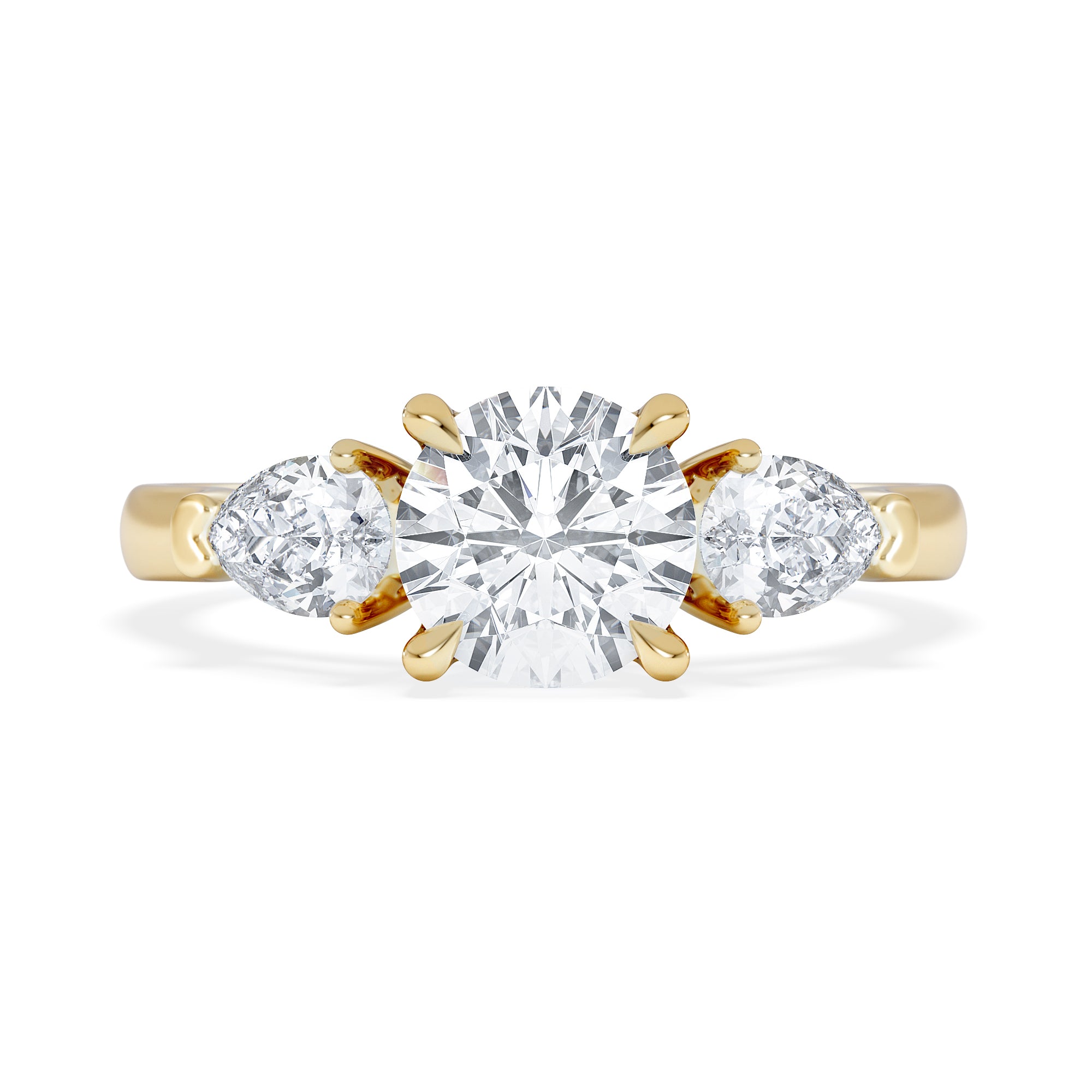 Adore 1.50ct Round Cut Lab Diamond 3 Stone Engagement Ring in 18K Yellow Gold