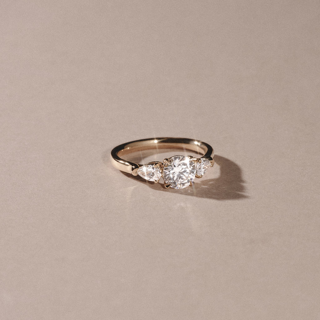 Adore 1.50ct Round Cut Lab Diamond 3 Stone Engagement Ring in 18K Yellow Gold