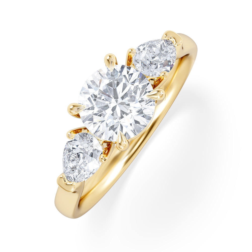 Adore 1.50ct Round Cut Lab Diamond 3 Stone Engagement Ring in 18K Yellow Gold