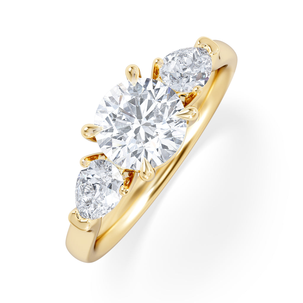 Adore 1.50ct Round Cut Lab Diamond 3 Stone Engagement Ring in 18K Yellow Gold