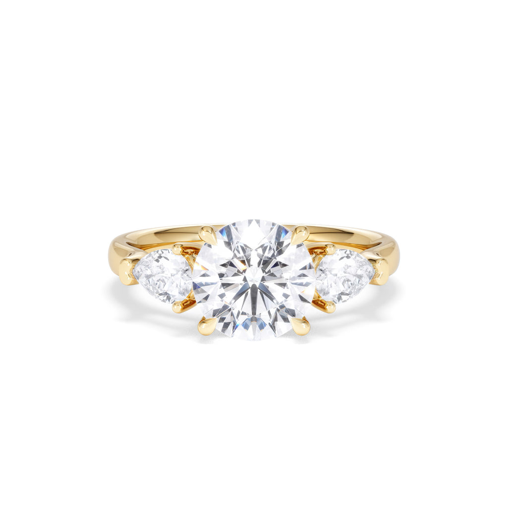Adore 2.60ct Round Cut Lab Diamond 3 Stone Engagement Ring in 18K Yellow Gold