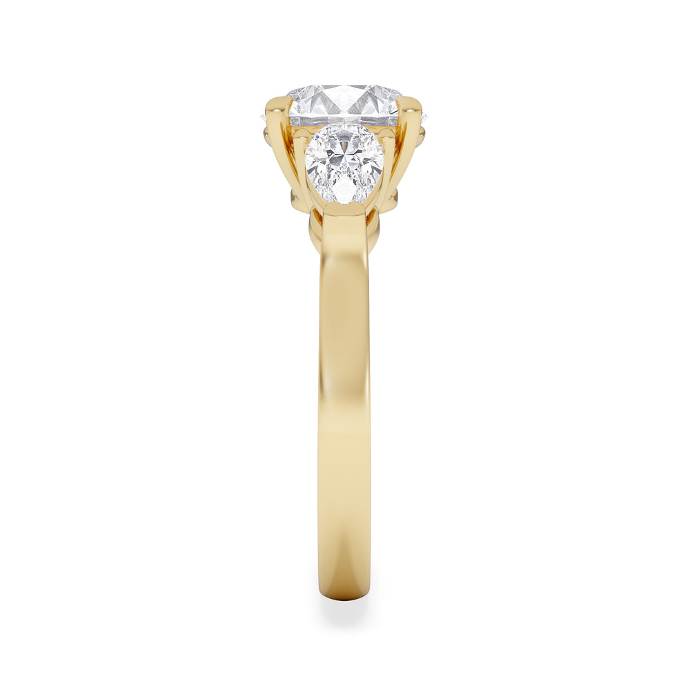 Adore 2.60ct Round Cut Lab Diamond 3 Stone Engagement Ring in 18K Yellow Gold