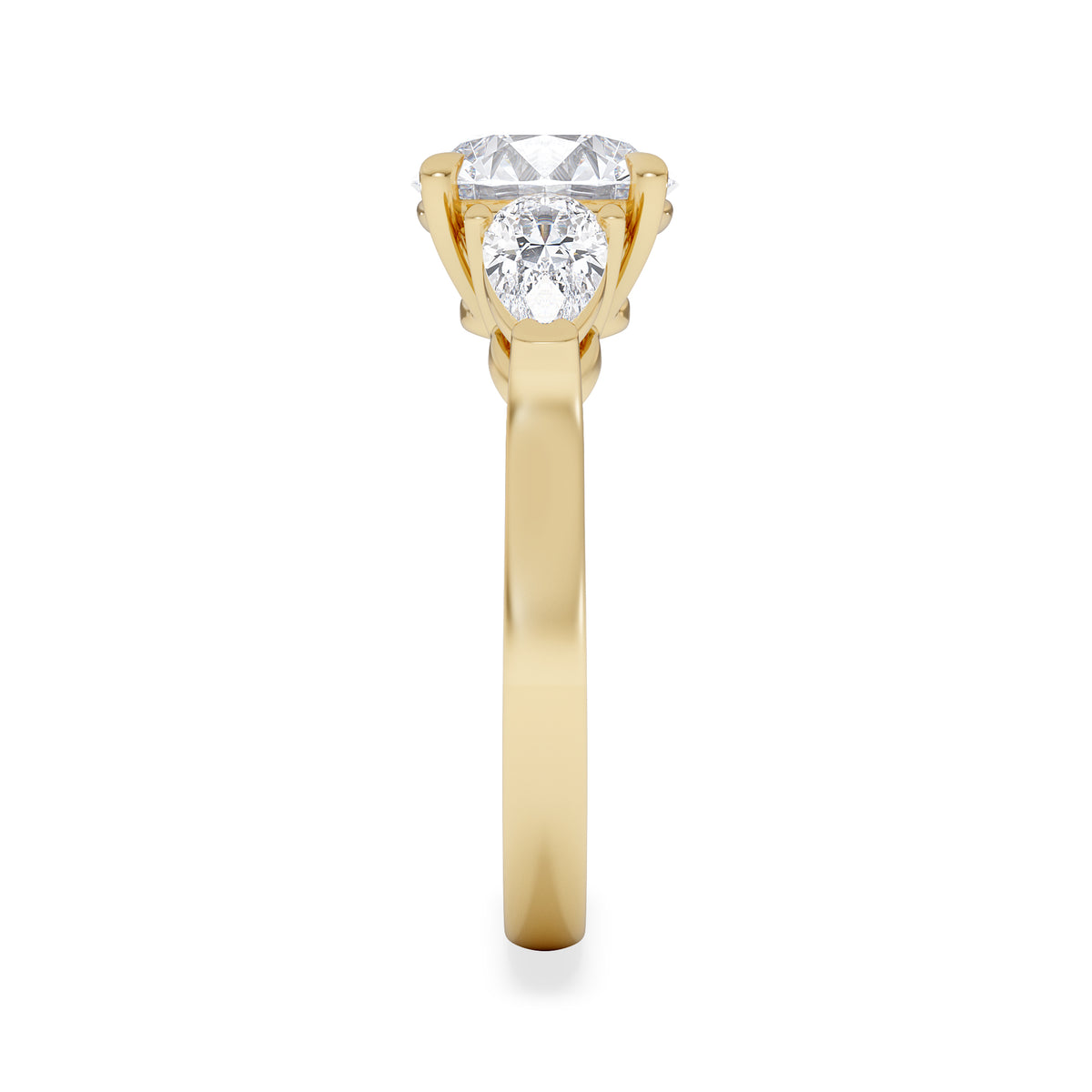 Adore 2.60ct Round Cut Lab Diamond 3 Stone Engagement Ring in 18K Yellow Gold