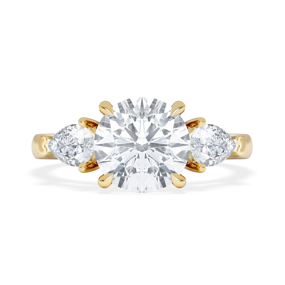 Adore 2.60ct Round Cut Lab Diamond 3 Stone Engagement Ring in 18K Yellow Gold