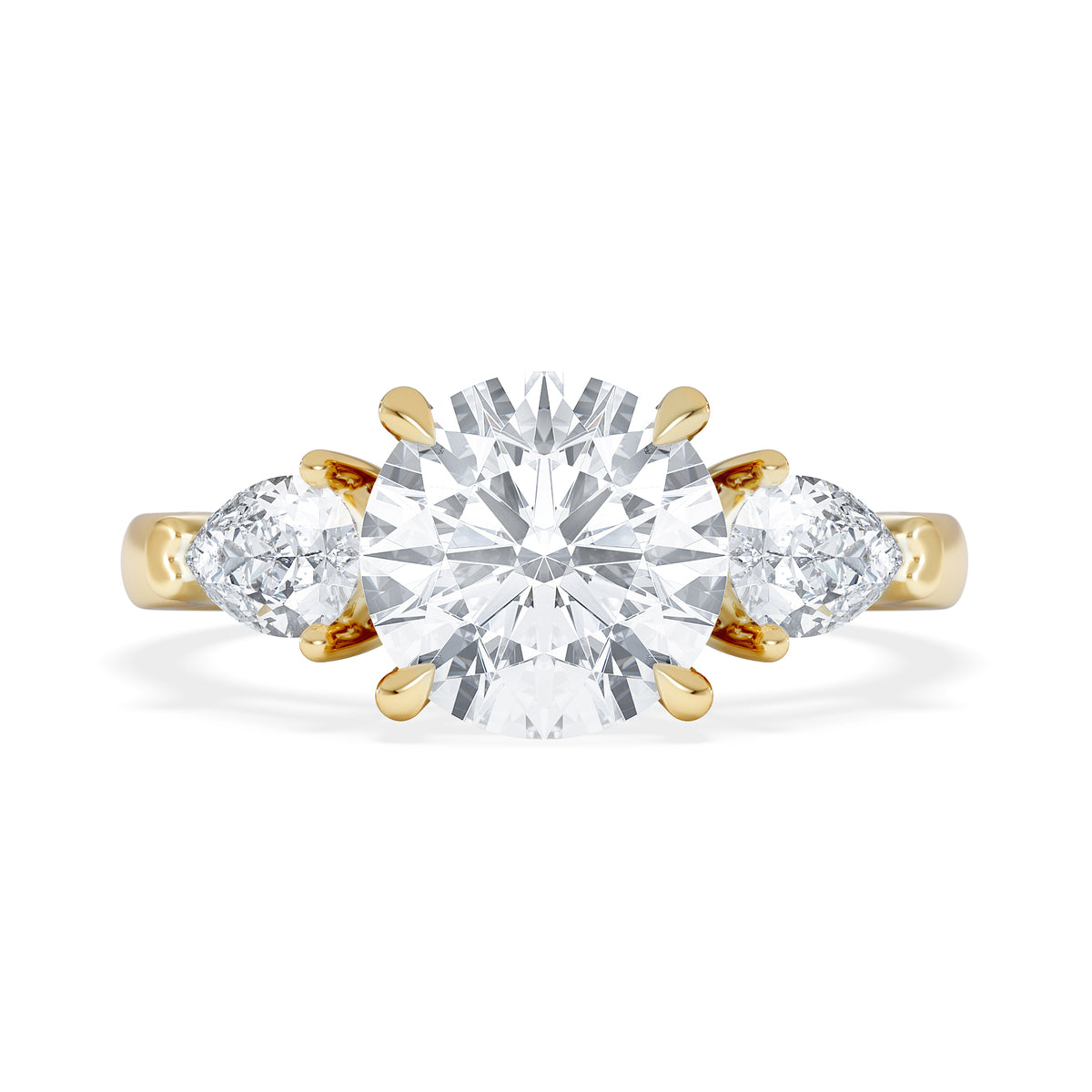 Adore 2.60ct Round Cut Lab Diamond 3 Stone Engagement Ring in 18K Yellow Gold