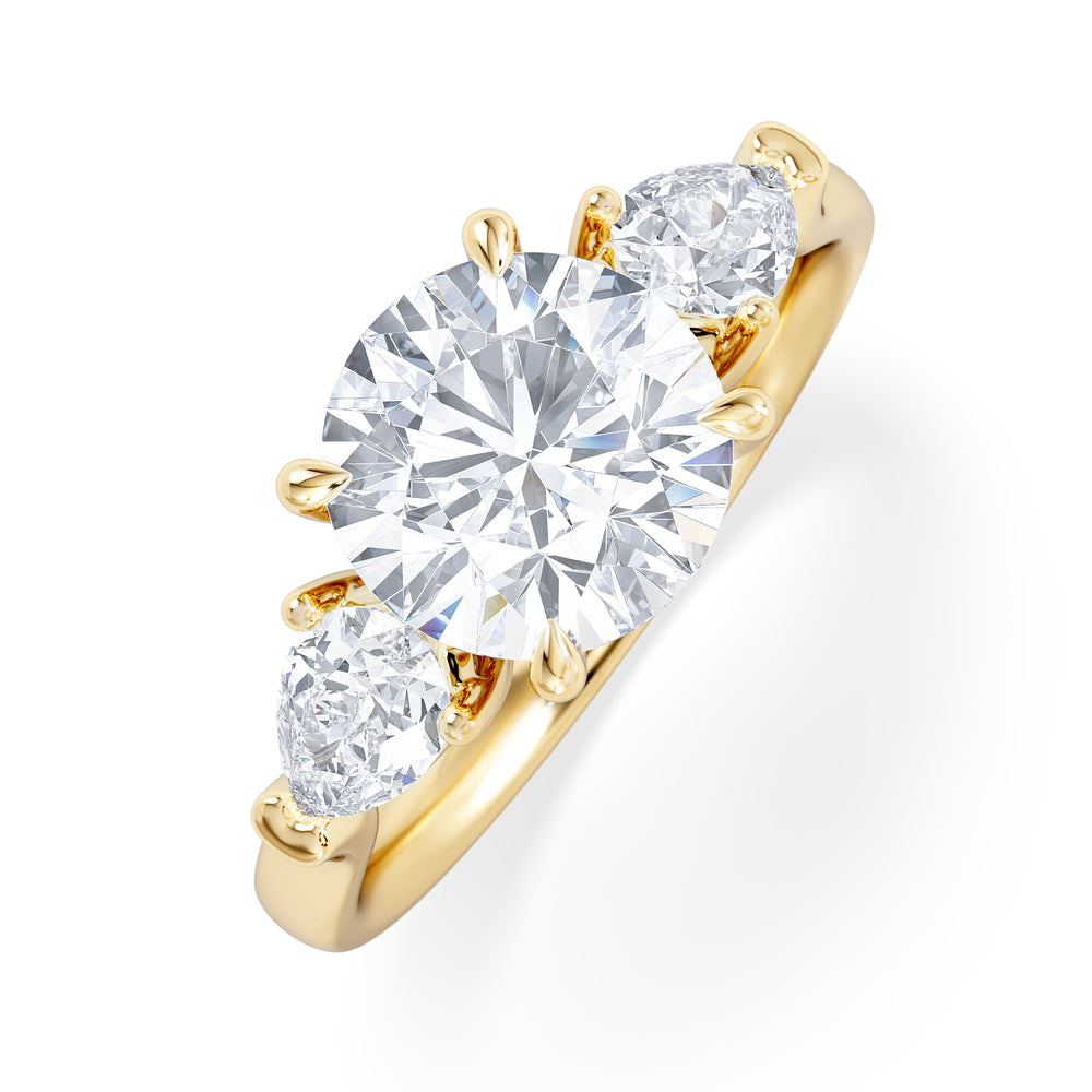Adore 2.60ct Round Cut Lab Diamond 3 Stone Engagement Ring in 18K Yellow Gold