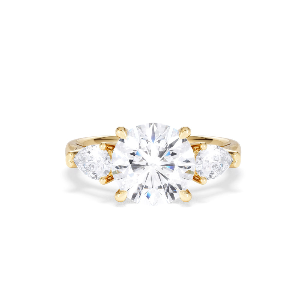Adore 3.80ct Round Cut Lab Diamond 3 Stone Engagement Ring in 18K Yellow Gold