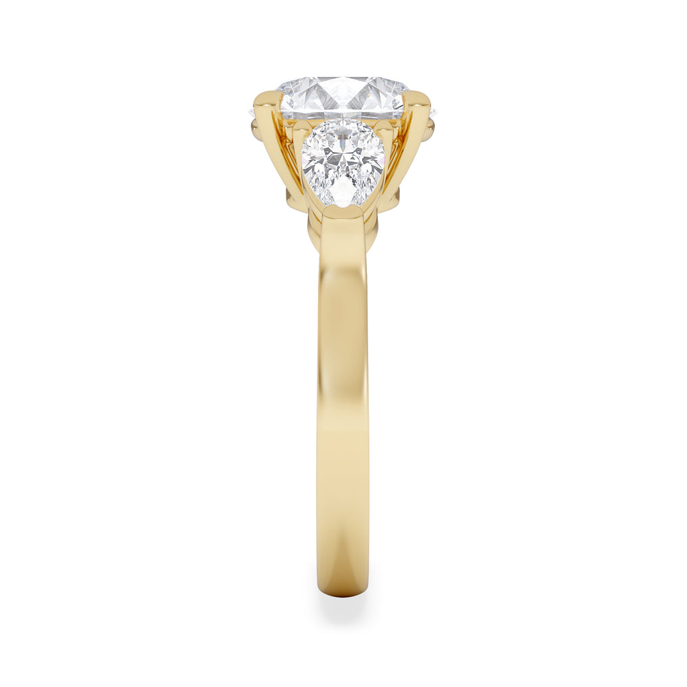 Adore 3.80ct Round Cut Lab Diamond 3 Stone Engagement Ring in 18K Yellow Gold