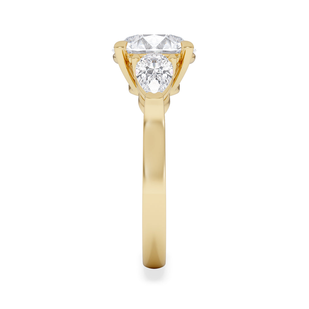 Adore 3.80ct Round Cut Lab Diamond 3 Stone Engagement Ring in 18K Yellow Gold