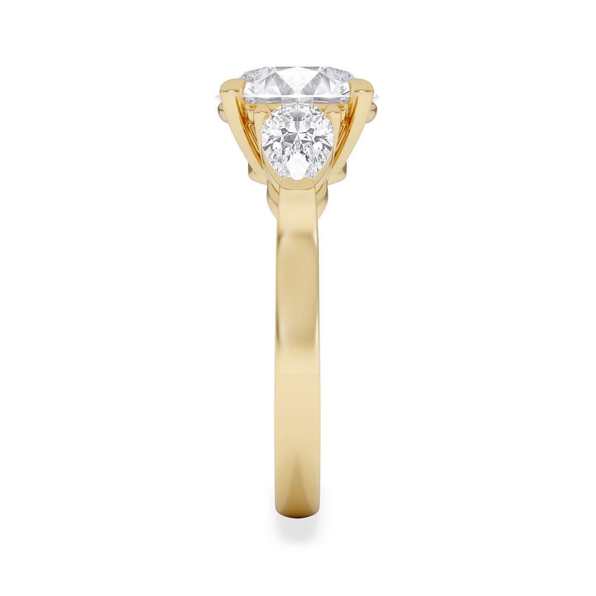 Adore 3.80ct Round Cut Lab Diamond 3 Stone Engagement Ring in 18K Yellow Gold