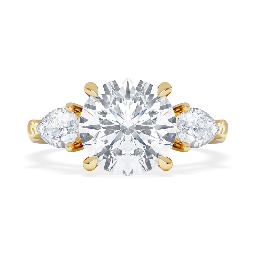 Adore 3.80ct Round Cut Lab Diamond 3 Stone Engagement Ring in 18K Yellow Gold