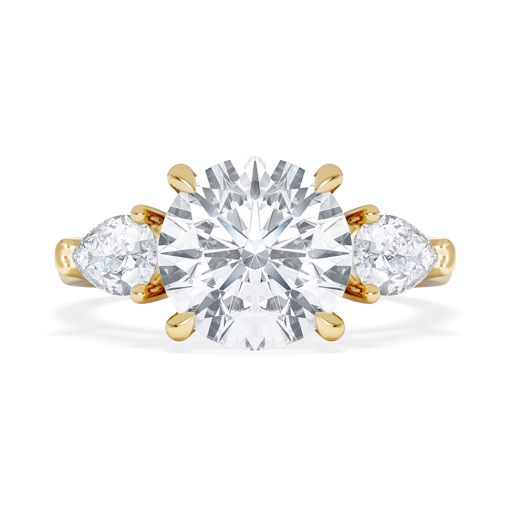 Adore 3.80ct Round Cut Lab Diamond 3 Stone Engagement Ring in 18K Yellow Gold