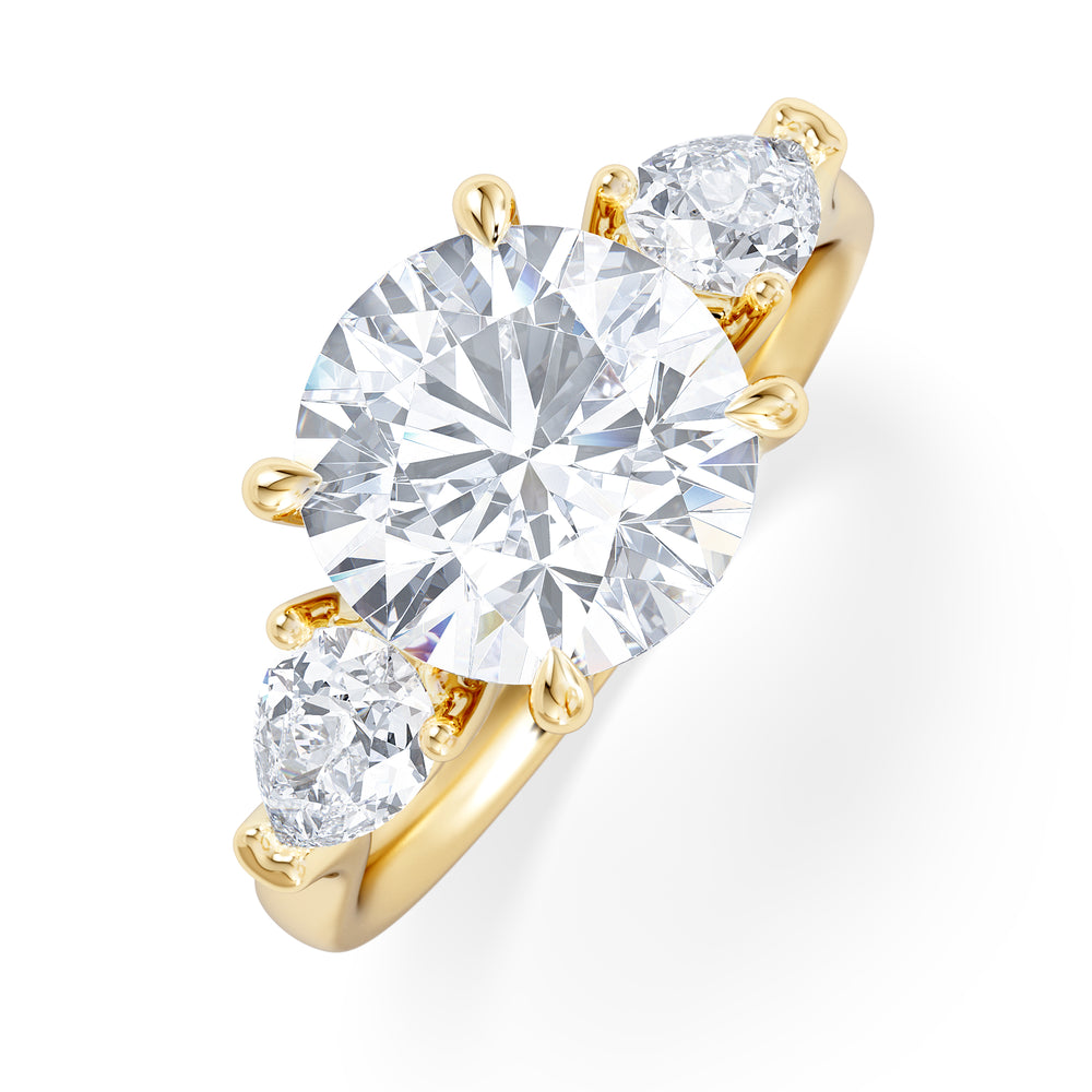 Adore 3.80ct Round Cut Lab Diamond 3 Stone Engagement Ring in 18K Yellow Gold