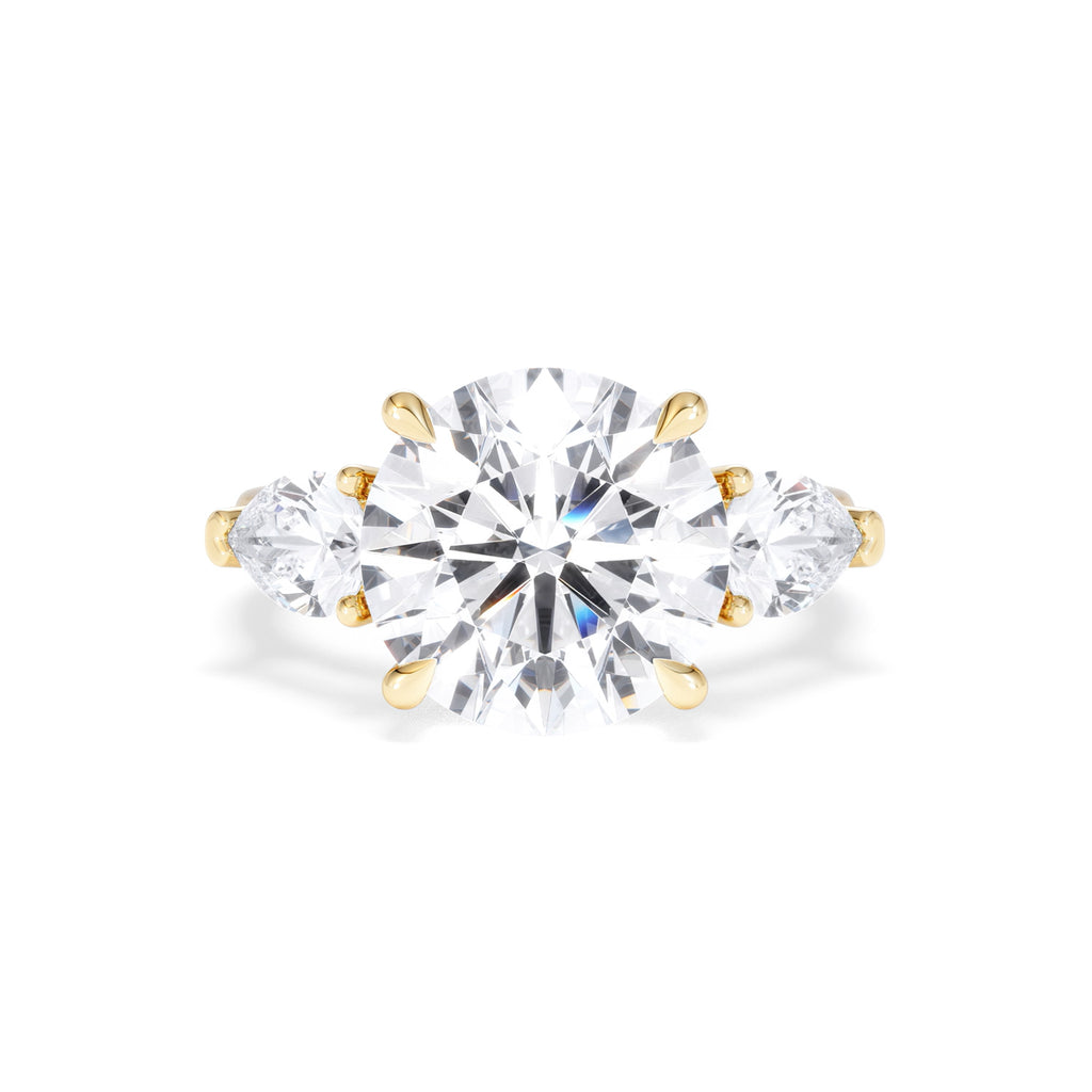 Adore 6.00ct Round Cut Lab Diamond 3 Stone Engagement Ring in 18K Yellow Gold