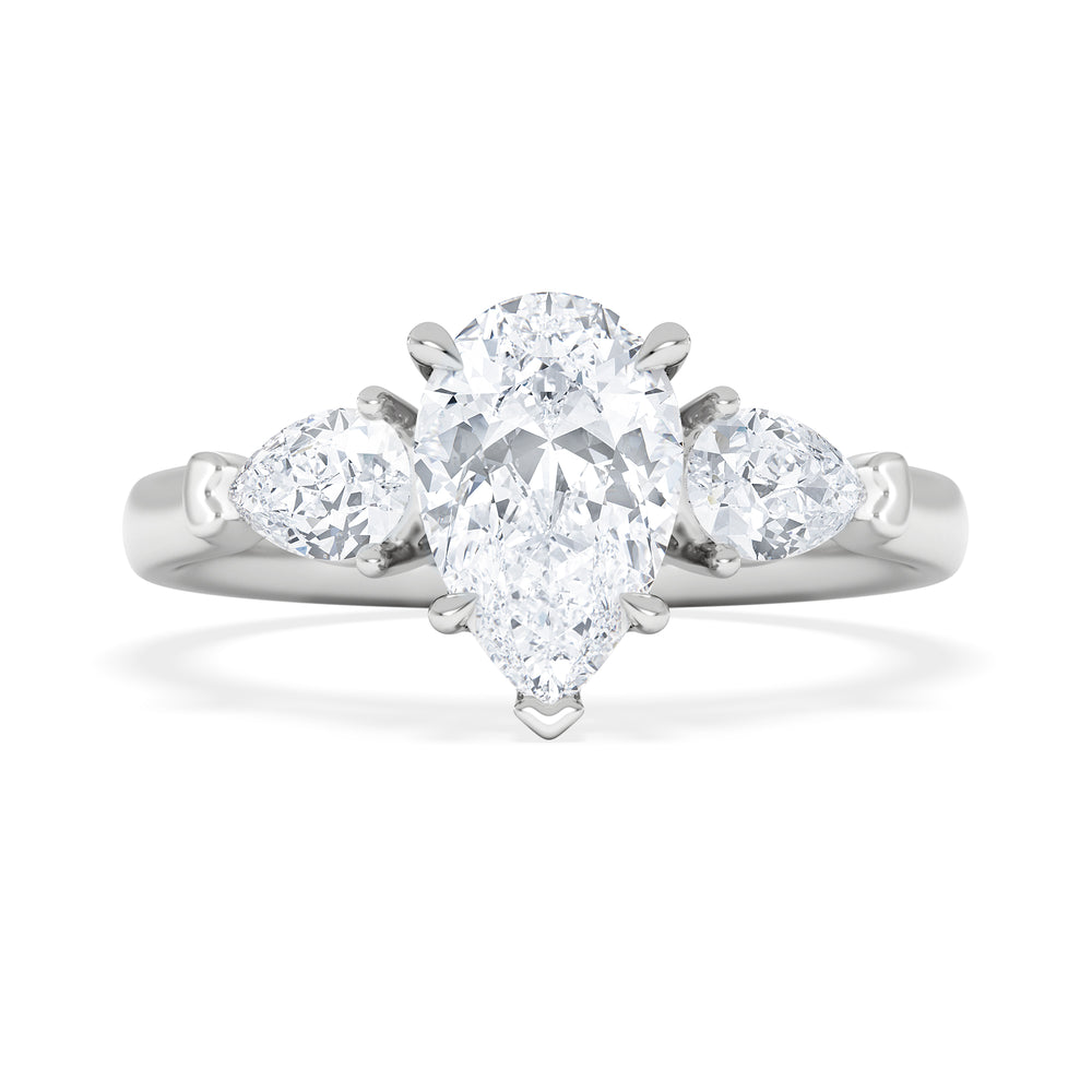 Adore 1.50ct Pear Cut Lab Diamond 3 Stone Engagement Ring in Platinum