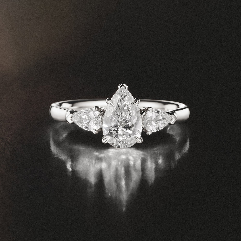Adore 1.50ct Pear Cut Lab Diamond 3 Stone Engagement Ring in Platinum