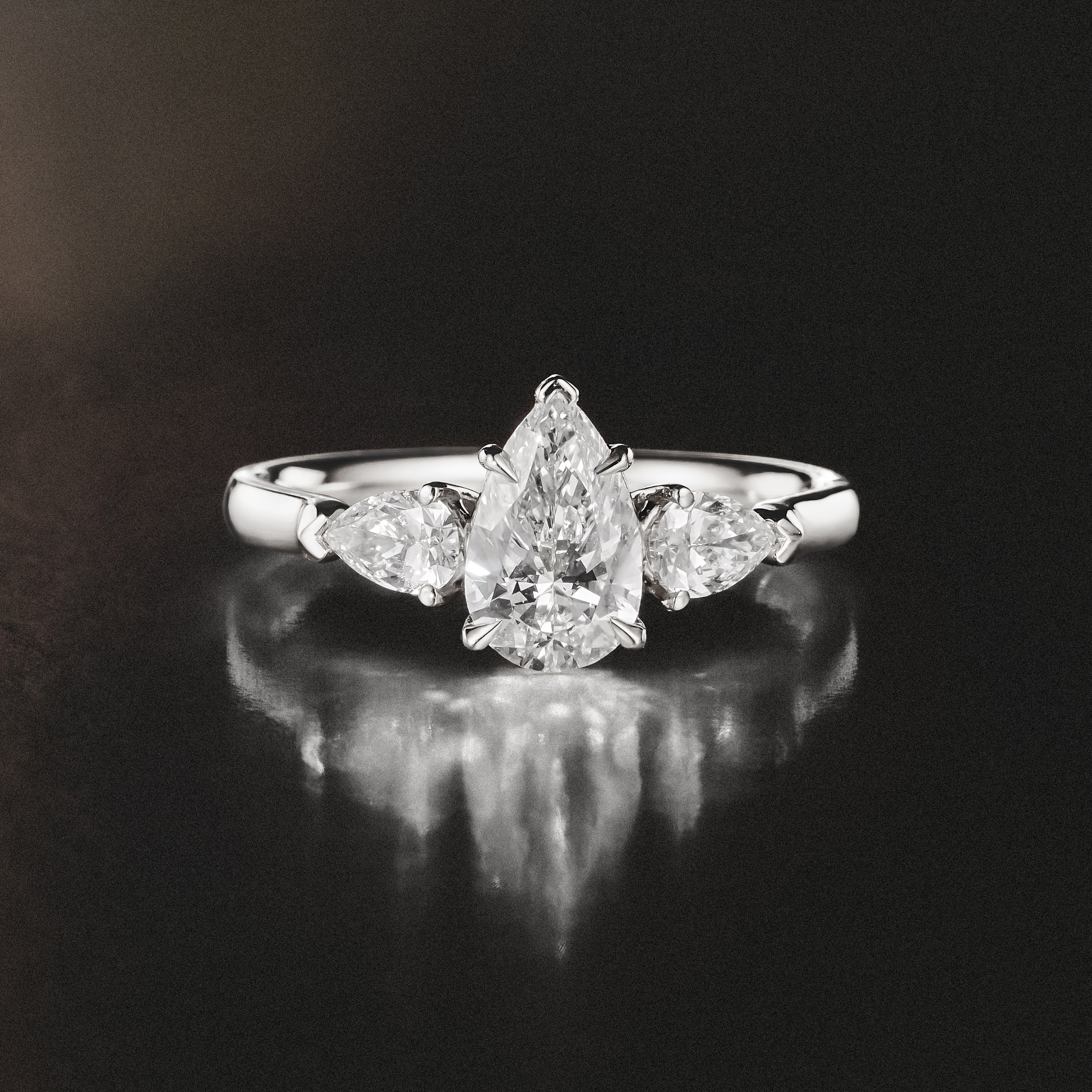 Adore 1.50ct Pear Cut Lab Diamond 3 Stone Engagement Ring in Platinum
