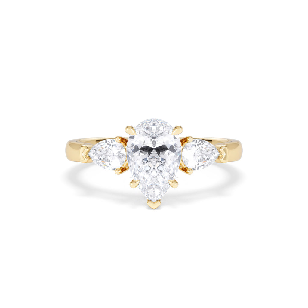 Adore 1.50ct Pear Cut Lab Diamond 3 Stone Engagement Ring in 18K Yellow Gold